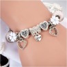 BRACELET WITH CRYSTAL HEART AND LOVE EUROPEAN CHARMS