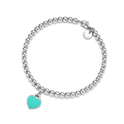 Bead Bracelet in Silver, Tiffany Blue® with a Diamond, 4 mm