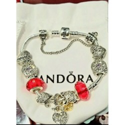 Authentic Pandora Charm Bracelet Silver 925 charms .7.5 in