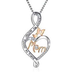 Mother's Birthday Gifts 925 Sterling Silver Love You Mom Heart