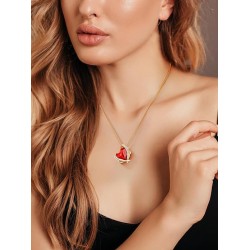 CDE Love Heart Pendant Necklaces for Women Rose Gold Tone