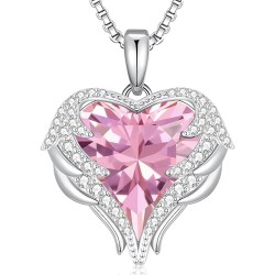 CDE Angel Wing Love Heart Birthstone Necklaces for Women