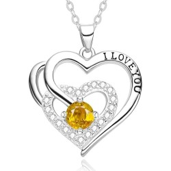 Necklaces for WomenI LOVE YOU，low allergenic silver heart  pendant