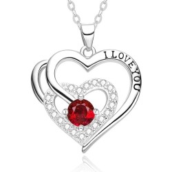 Necklaces for Women,I LOVE YOU 925 Silver，Present for Mom