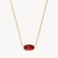 Elisa Gold Pendant Necklace in Berry Glass RED