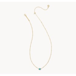 Mini Elisa Gold Satellite Short Pendant Necklace in Turquoise
