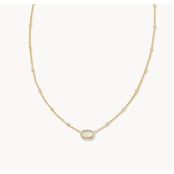 Mini Elisa Gold Satellite Short Pendant Necklace in Ivory