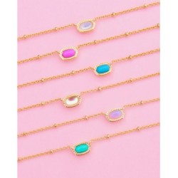 Mini Elisa Gold Satellite Short Pendant Necklace in Pink