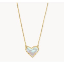 Ari Heart Gold Pendant Necklace in Dichroic Glass