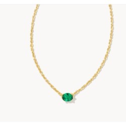 Kendra Scott Cailin Gold Pendant Necklace in Green Crystal