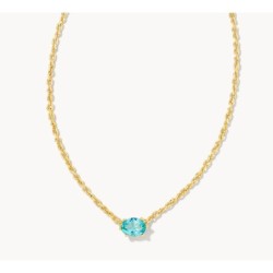 Kendra Scott Cailin Gold Pendant Necklace in Aqua Crystal
