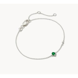 Maisie Sterling Silver Delicate Chain Bracelet in Green Onyx