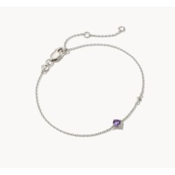 Maisie Sterling Silver Delicate Chain Bracelet in Amethyst