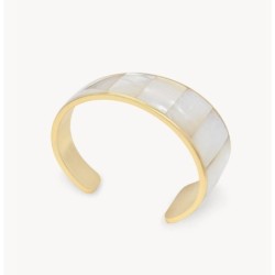 Tenley Gold Shell Cuff Bracelet in Ivory Mother-of-Pearl