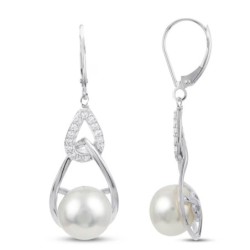 KAY-Cultured Pearl & White Raindrop Earrings Sterling Silver