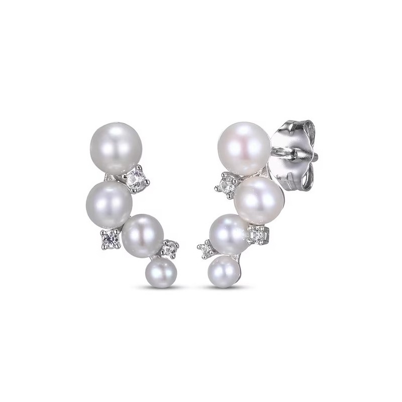 Cultured Pearl & White Lab-Created Sapphire Drop Earrings-KAY