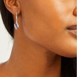 Lab-Created Sapphire Two-Stone Drop Earrings Sterling Silver