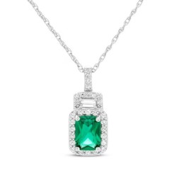 Lab-Created Emerald, Round-Cut Sapphire Gift Set Sterling Silver