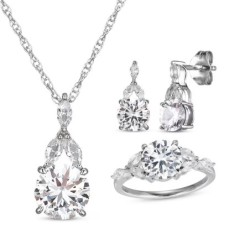 White Lab-Created Sapphire Gift Set Sterling Silver