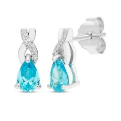 Pear-Shaped Swiss Blue Topaz Sapphire Twist Gift Set Sterling Silver