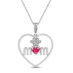 Lab-Created Ruby  Mom Necklace，Love Necklace