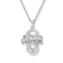 "Mom" Heart Necklace  Diamonds Sterling Silver
