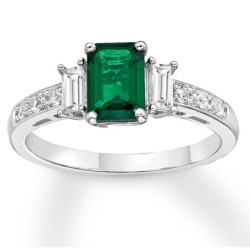 Lab-Created Emerald Ring - Ring Sterling Silver