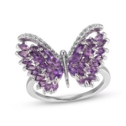 Marquise Amethyst Butterfly Ring in 925 Sterling Silver