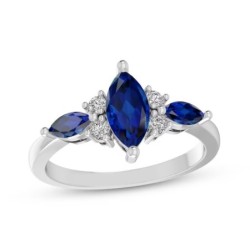 Marquise Blue Crystal Ring in Sterling Silver
