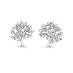 Silver Crystal Stone Earrings Tree Shaped Earrings