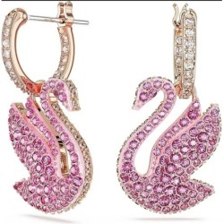 Swarovski Iconic Swan Crystal Earrings Jewelry,Pink Crystal