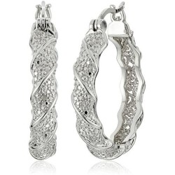 Plated Bronze Diamond Accent Twisted Hoop Earring