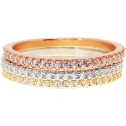 PAVOI Gold Plated Solid 925 Sterling Silver  Diamond Stackable Ring