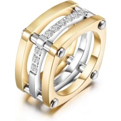 CIUNOFOR 14K Gold Plated Ring Diamond Cocktail Rings Ring Size:8