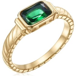 PALBOA Gold Emerald Rings Gold Rings for Women Dainty Green Rings