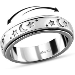 Shop LC 925 Sterling Silver Fidget Ring Spinner Ring Moon Star Anxiety