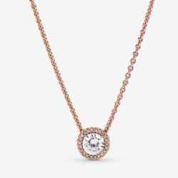Round Sparkle Halo Necklace,Select Size17.7in