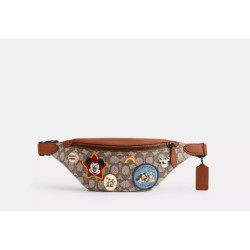 Disney X Coach Charter Belt Bag 7 In Signature Textile Jacquard With Patches
