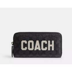 Accordion Wallet In Signature Canvas With Coach Graphic