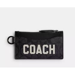 Zip Card Case In Signature Canvas With Coach Graphic